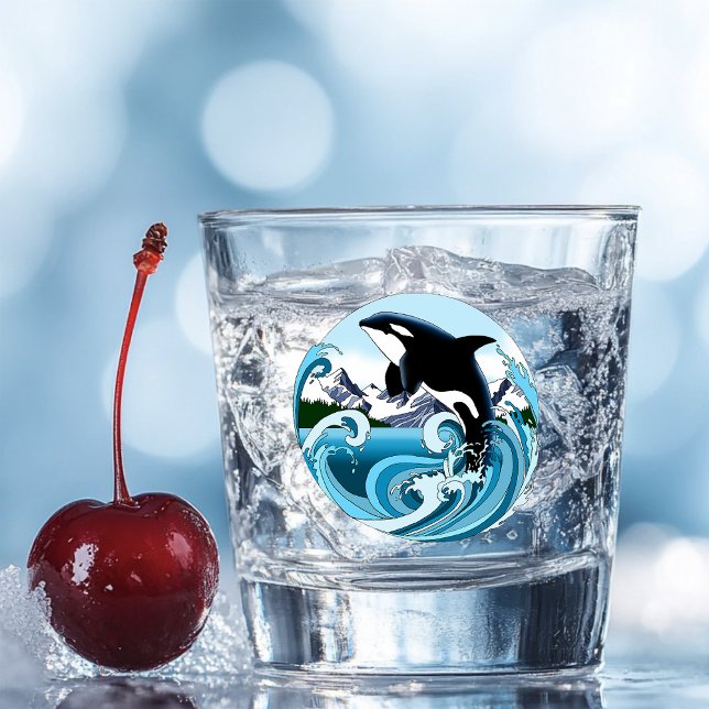 Majestic Orca Killer Whale Blue Waves Ocean Shot Glass (Creator Uploaded)