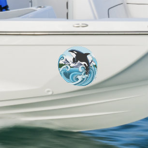 Majestic Orca Killer Whale Blue Waves Ocean Sticker