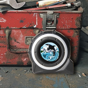 Majestic Orca Killer Whale Blue Waves Ocean Tape Measure