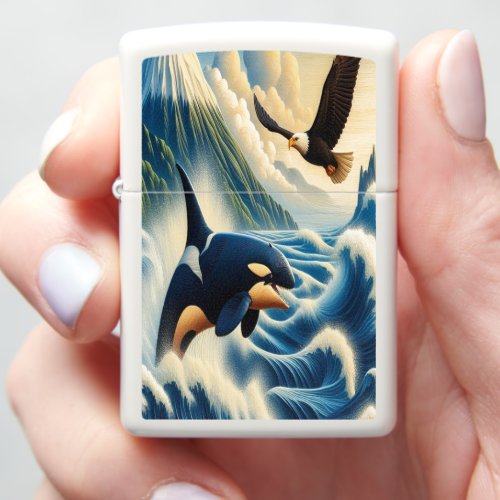Majestic Orca Leaping Zippo Lighter