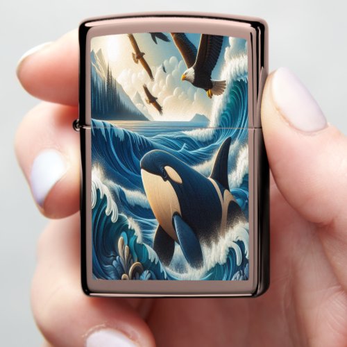 Majestic Orca Ocean Symphony Zippo Lighter