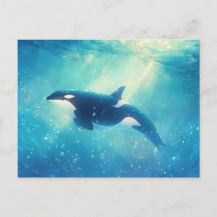 Majestic Orca Sunlit Ocean Postcard