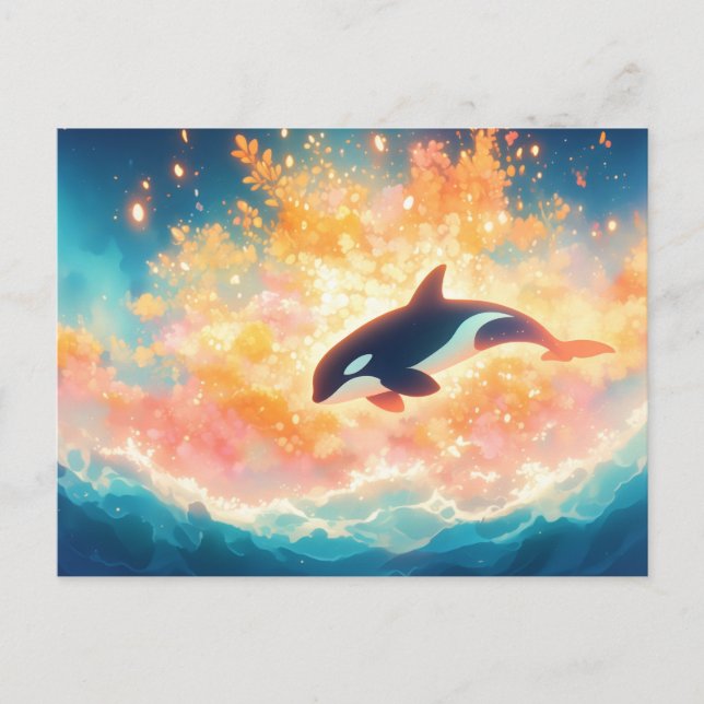 Majestic Orca Sunset Ocean Postcard (Front)