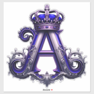 Majestic Ornate Letter A with Crown Sticker