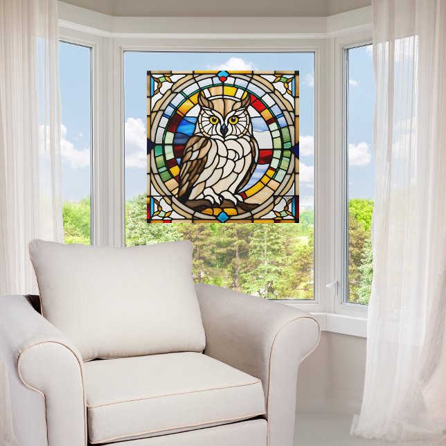 Majestic Owl Faux Stained Glass Window Cling (Creator Uploaded)