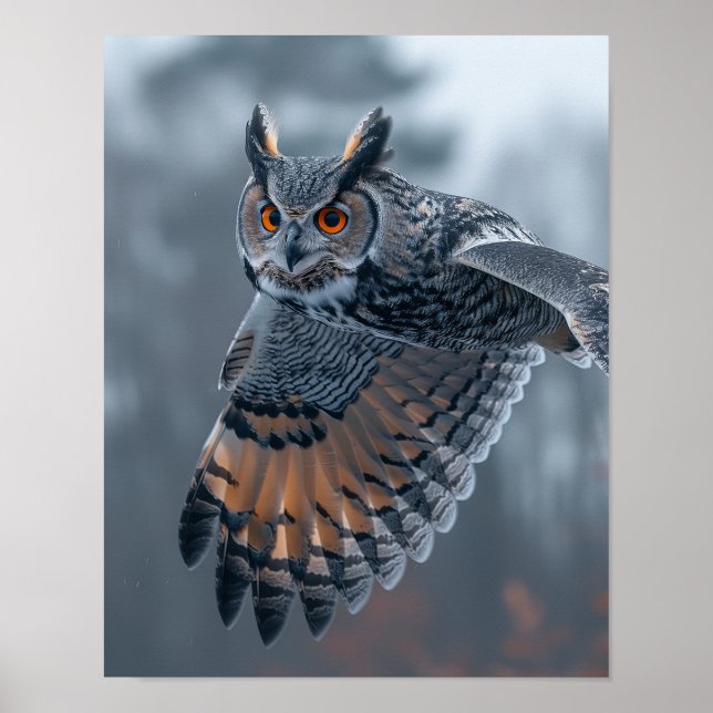 Majestic Owl Flying in the Sky Poster (Front)