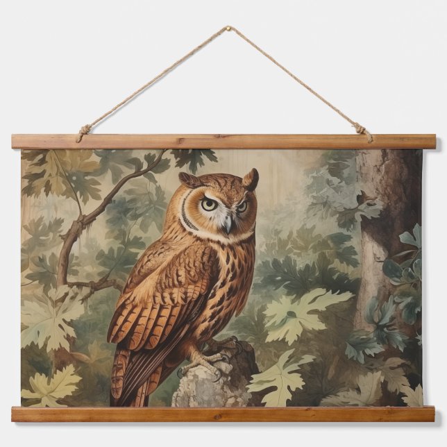 Majestic Owl in a Forest Hanging Tapestry (Front)
