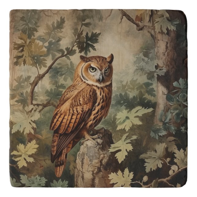 Majestic Owl in a Forest Trivet (Front)