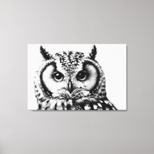 Majestic Owl Portrait 36x24" Large Canvas
