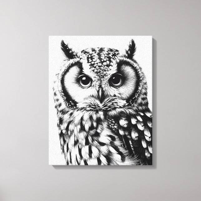 Majestic Owl Portrait Custom Size on Canvas  (Front)