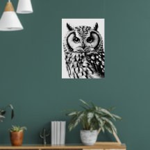 Majestic Owl Portrait Poster Custom Size