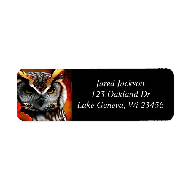 Majestic Owl with Red Leaf Ai Art Label (Front)