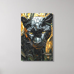 Majestic Panther in Dynamic Impasto Art Canvas Print