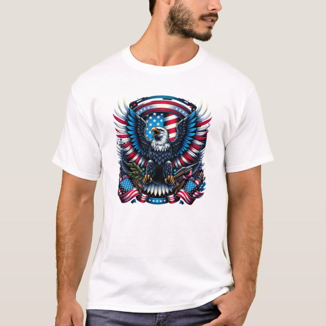 Majestic Patriotic Eagle 4th of july T-Shirt (Front)
