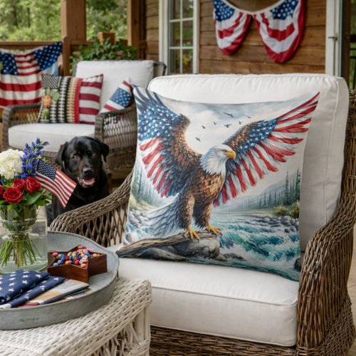 Majestic Patriotic Eagle Throw Pillow