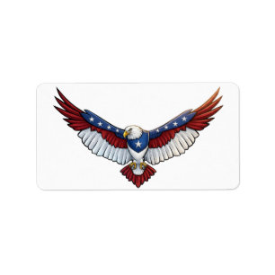 Majestic Patriotic Flying Bald Eagle – American Label