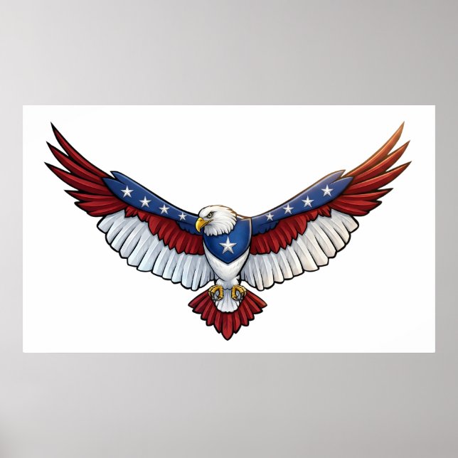 Majestic Patriotic Flying Bald Eagle – American Poster (Front)