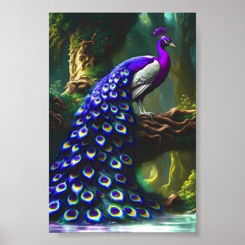 Majestic Peacock Digital Art Printable Poster