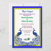 Majestic Peacock Engagement Invitation Card