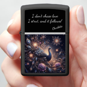 Majestic Peacock in a Glowing Dreamscape 2 Zippo Lighter