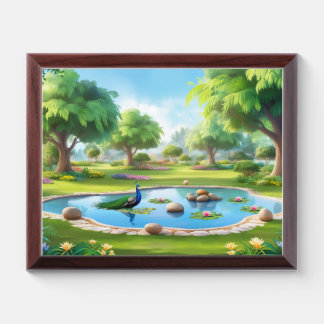 "Majestic Peacock in the Serene Lake Award Plaque