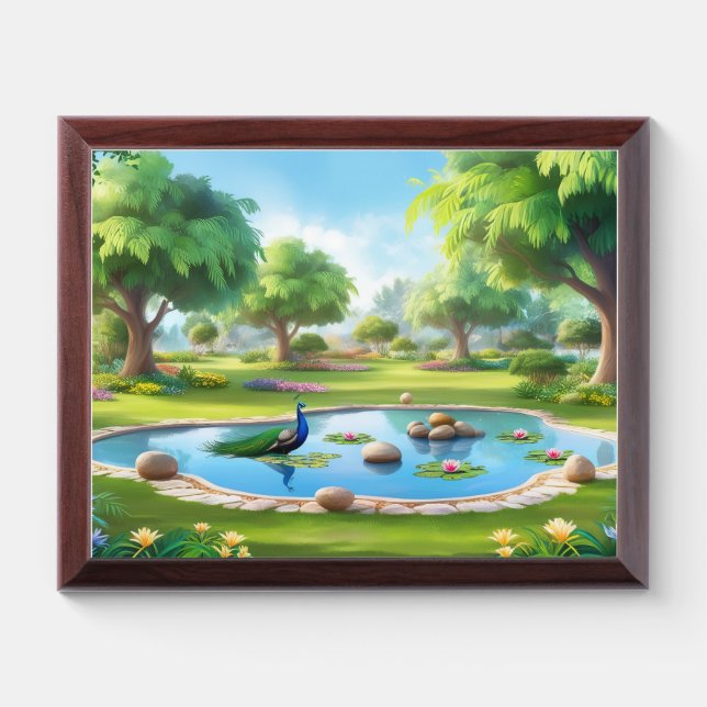 "Majestic Peacock in the Serene Lake Award Plaque (Horizontal)