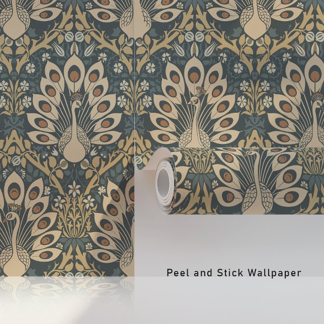 Majestic Peacock Parade Art Nouveau Wallpaper (Creator Uploaded)