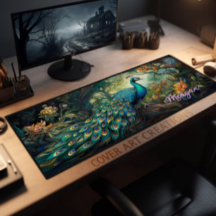 Majestic Peacock Personalized Desk Mat