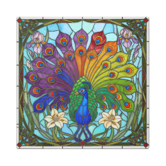 Majestic Peacock – Rainbow Stained Glass Metal Art