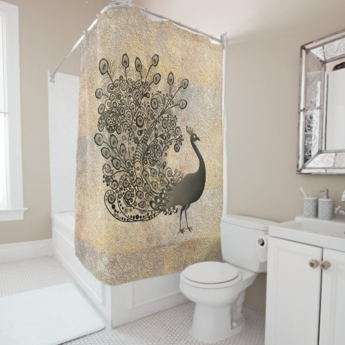 Majestic peacock shower curtain