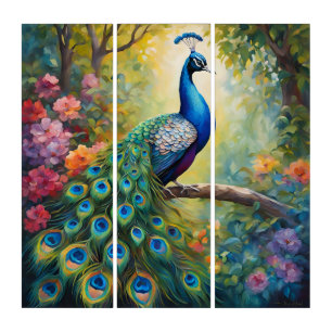 Majestic Peacock Triptych