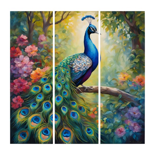 Majestic Peacock Triptych (Front)