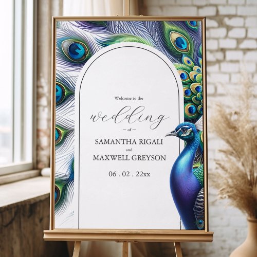 Majestic Peacock Wedding Welcome Signs