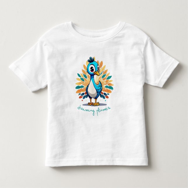 Majestic Peacock with Colorful Tail Toddler T-shirt (Front)