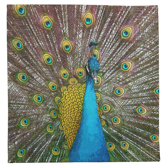Majestic Peacock with Royal Plumage on Display Napkin (Front)