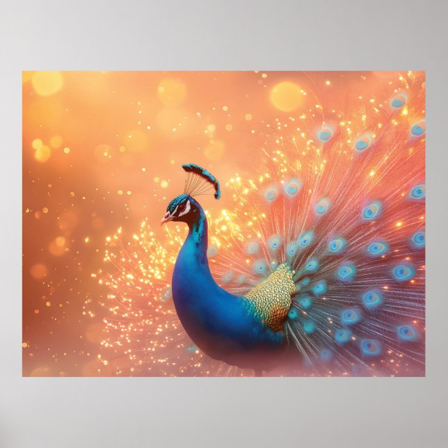 Majestic Peacock with Vibrant Plumage  Poster (Front)