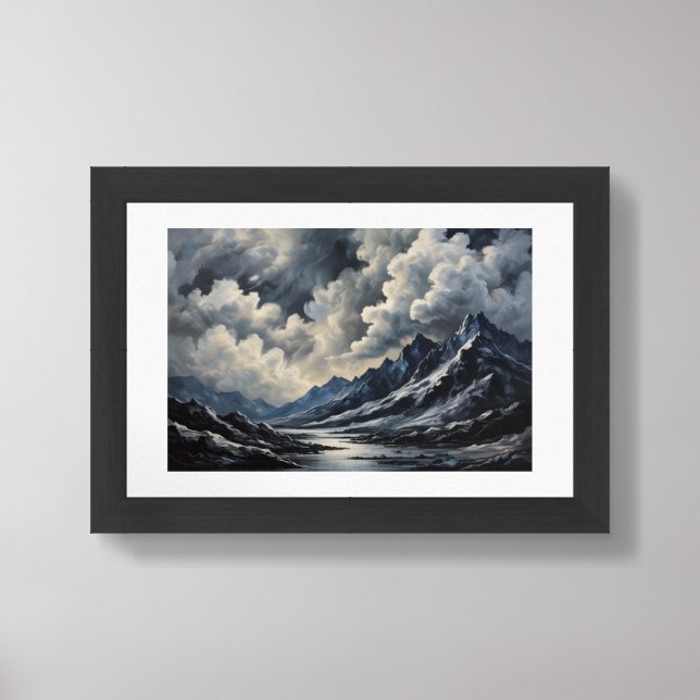 Majestic Peaks A Symphony of Light and Shadow Framed Art (Framed Front)