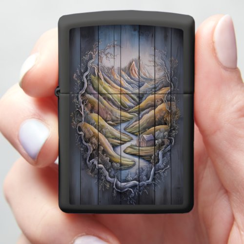Majestic Peaks and Meandering River Zippo Lighter