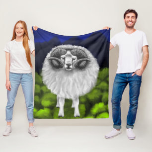 Majestic Peaks: Icelandic Sheep Grazing Fleece Blanket