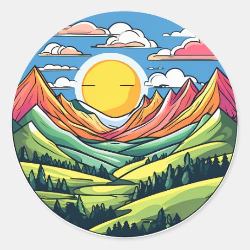  Majestic Peaks The Mountain Marvel  Classic Round Sticker