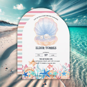 Majestic Pearl Under the Sea Baby Shower Invitation