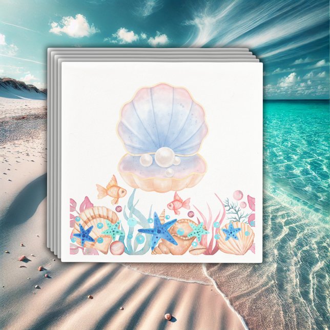 Majestic Pearl Under the Sea Baby Shower Napkins (Creator Uploaded)