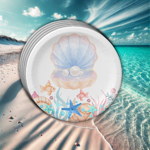 Majestic Pearl Under the Sea Baby Shower Paper Plates
