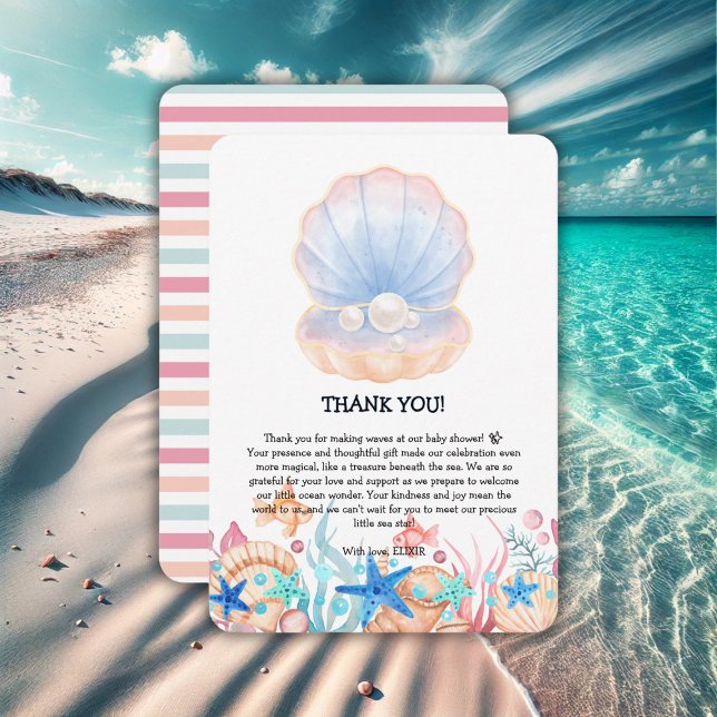Majestic Pearl Under the Sea Baby Shower Thank You Card (Creator Uploaded)