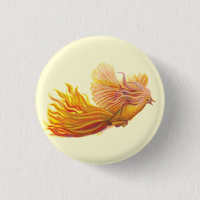 Majestic Phoenix Bird  Button (Front)