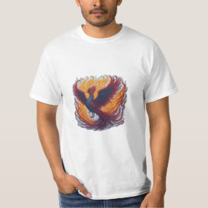 majestic phoenix in mid-flight, surrounded by flam T-Shirt