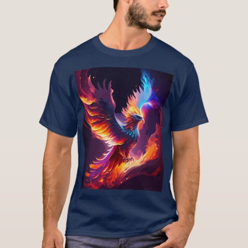 Majestic Phoenix Rising From Vibrant Flames T_Shirt