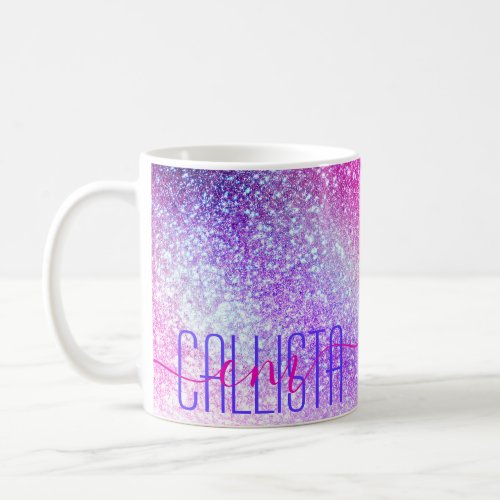 Majestic Pink Purple Nebula Galaxy Glitter Coffee Mug