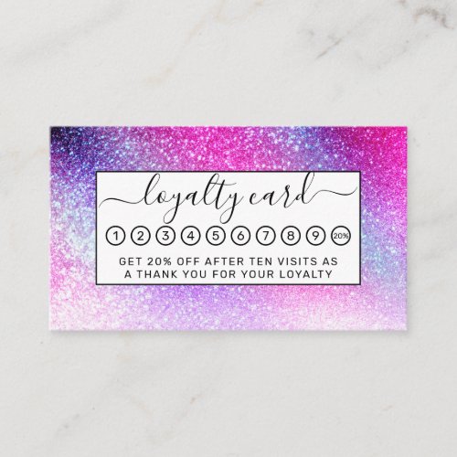Majestic Pink Purple Nebula Galaxy Glitter Loyalty Card