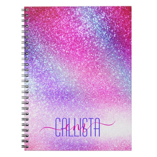 Majestic Pink Purple Nebula Galaxy Glitter Notebook